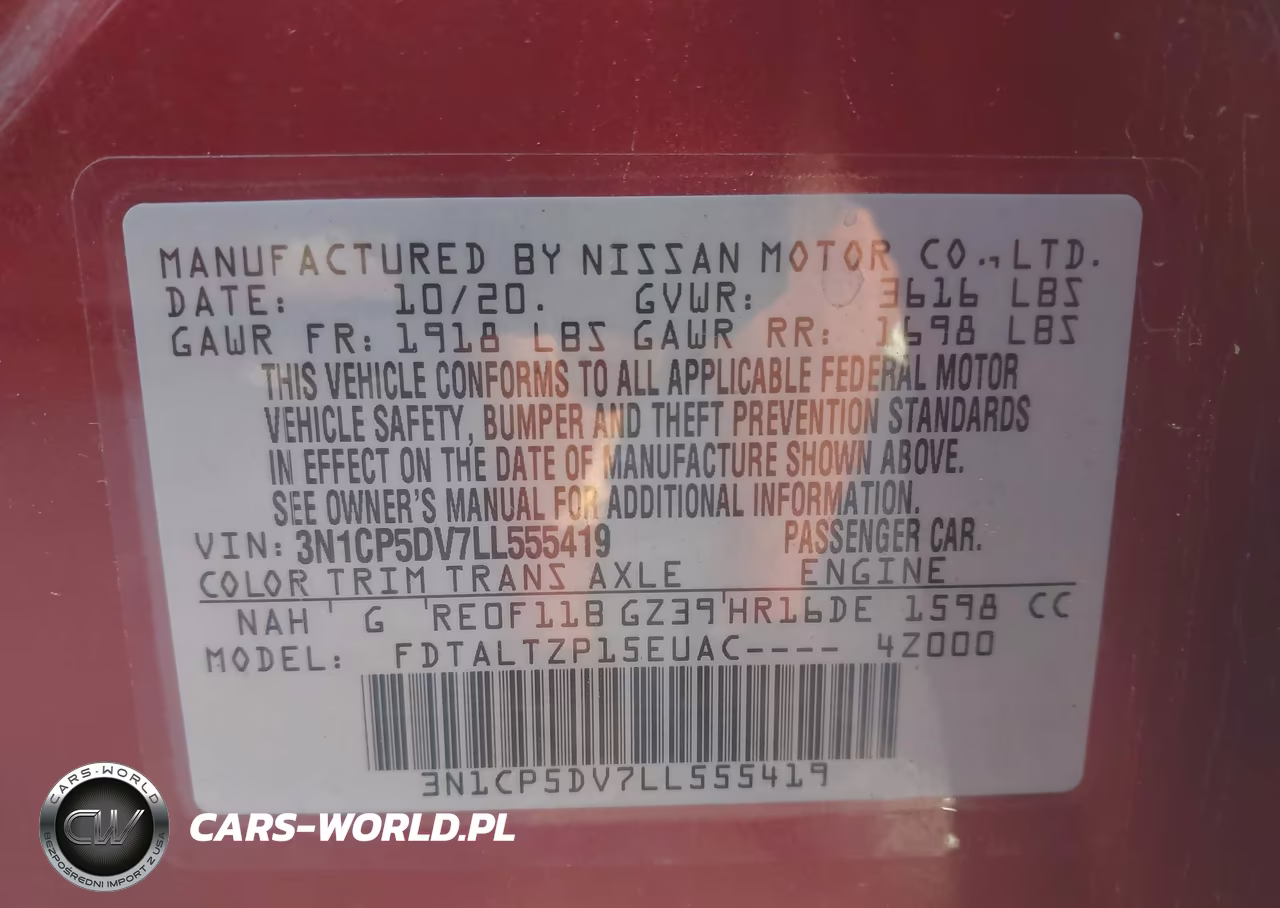 2020 Nissan Kicks Sr Xtronic Cvt VIN:3N1CP5DV7LL555419 - 9