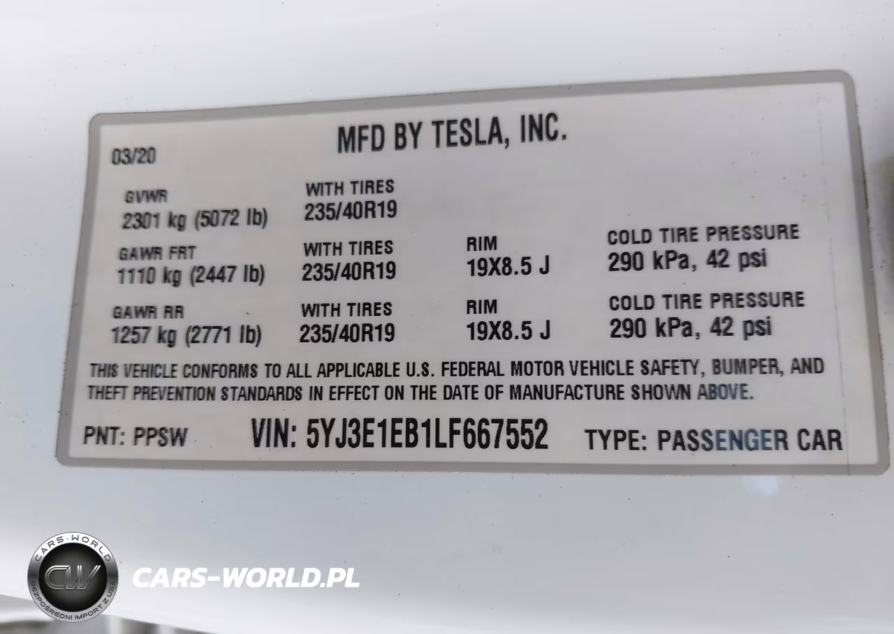 2020 Tesla Model 3 Long Range Dual Motor All-Wheel Drive VIN:5YJ3E1EB1LF667552 - 9