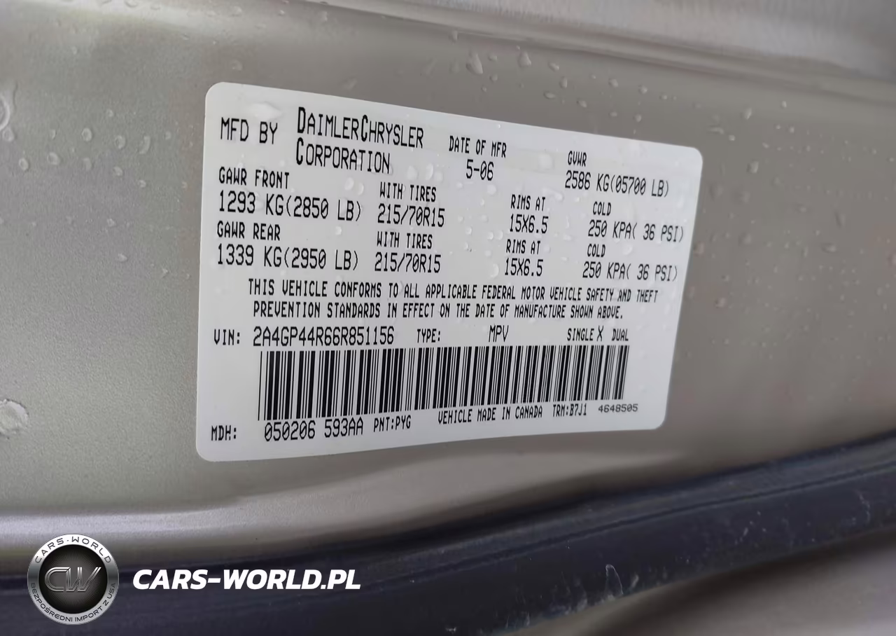 2006 Chrysler Town & Country Lx VIN:2A4GP44R66R851156 - 9
