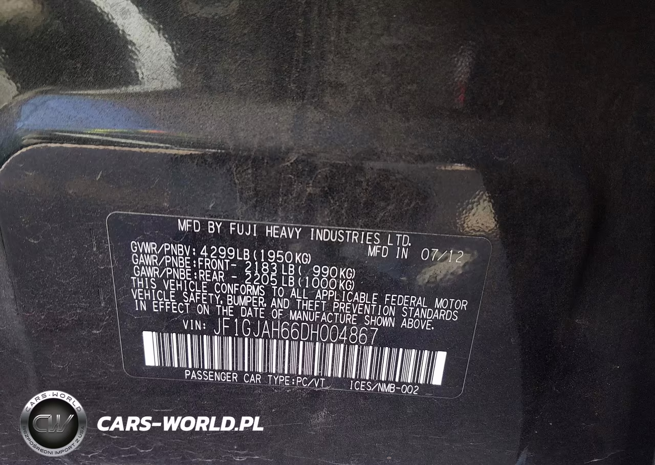 2013 Subaru Impreza 2.0I Limited VIN:JF1GJAH66DH004867 - 9