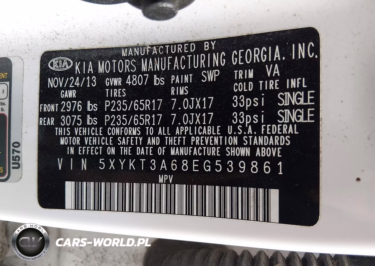 2014 Kia Sorento Lx VIN:5XYKT3A68EG539861 - 9