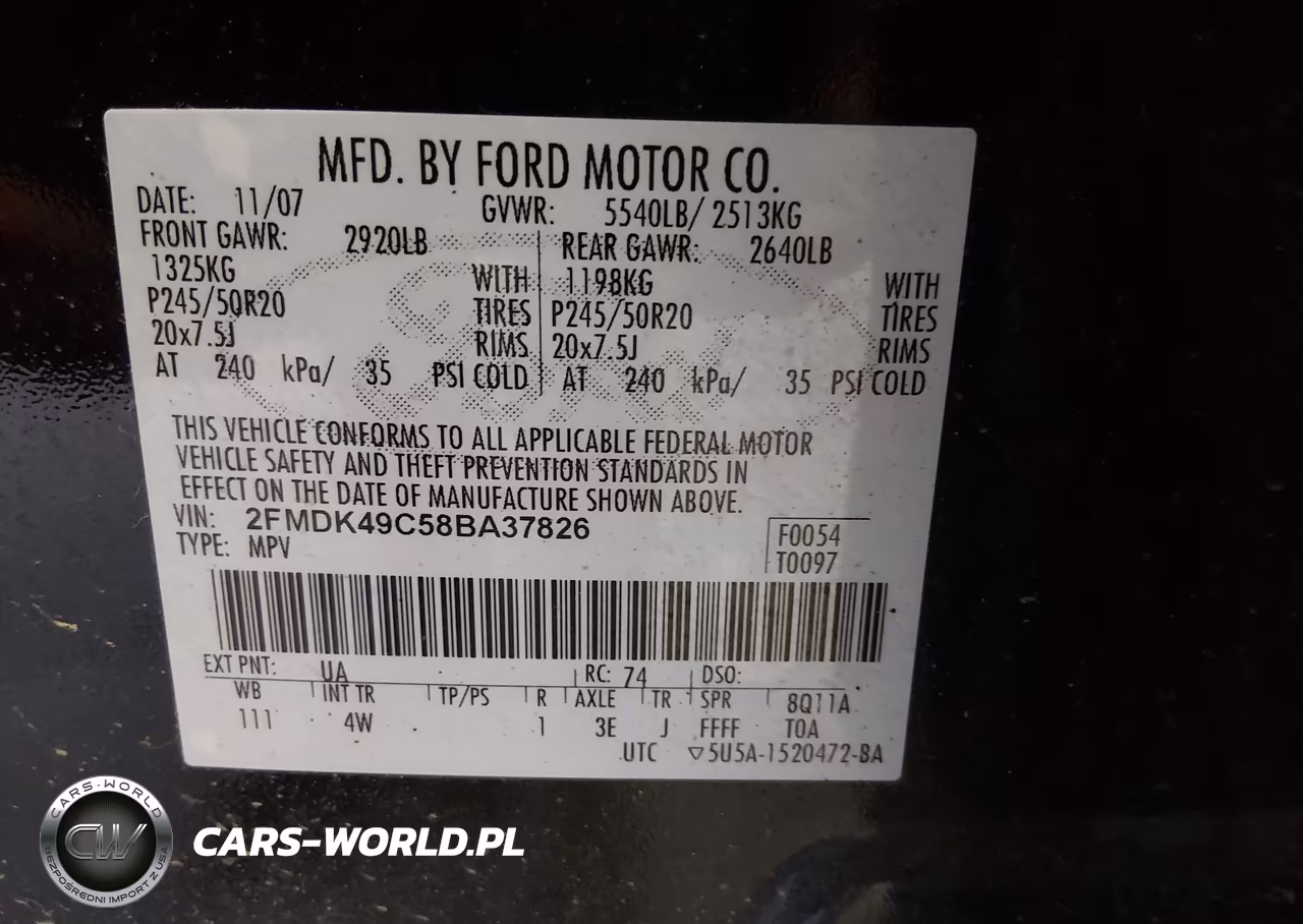 2008 Ford Edge Limited VIN:2FMDK49C58BA37826 - 9