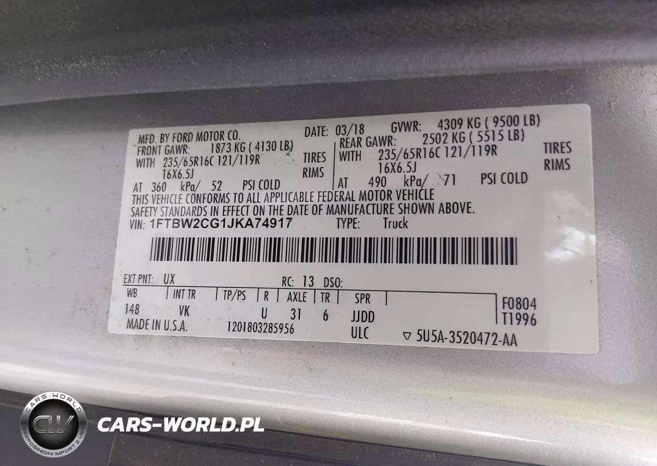 2018 Ford Transit-350 VIN:1FTBW2CG1JKA74917 - 9