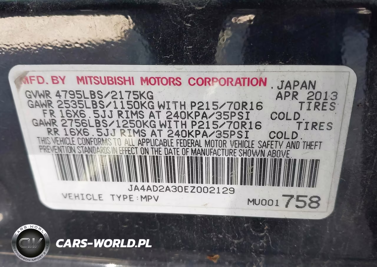 2014 Mitsubishi Outlander Es VIN:JA4AD2A30EZ002129 - 9