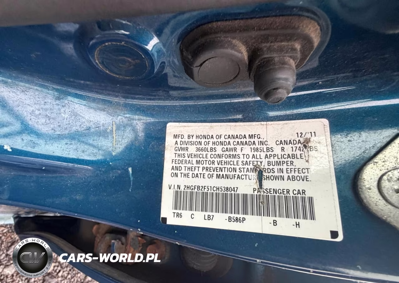2012 Honda Civic Lx VIN:2HGFB2F51CH538047 - 9