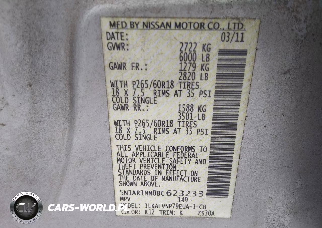 2011 Nissan Pathfinder Le VIN:5N1AR1NN0BC623233 - 9