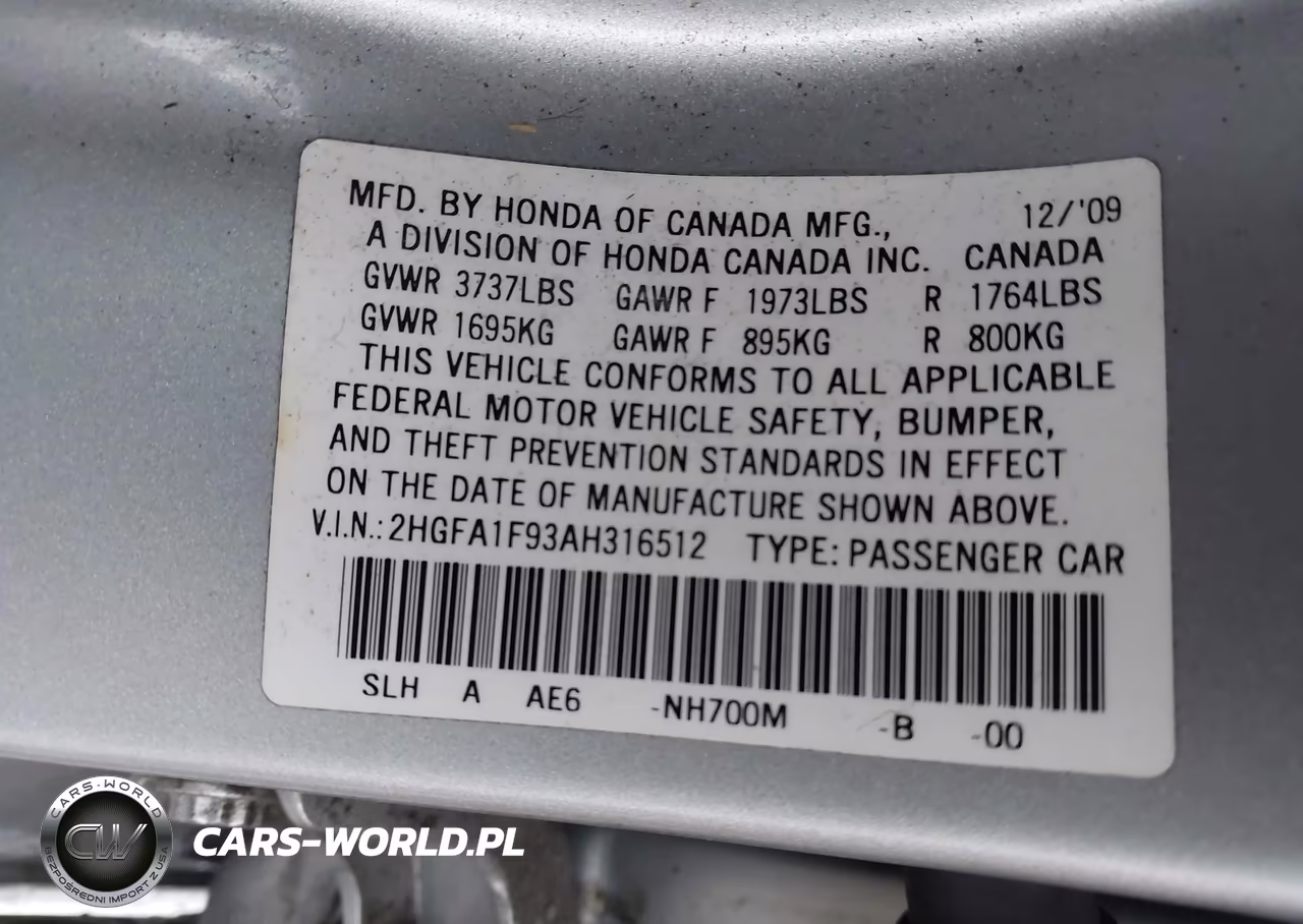 2010 Honda Civic Ex-L VIN:2HGFA1F93AH316512 - 9