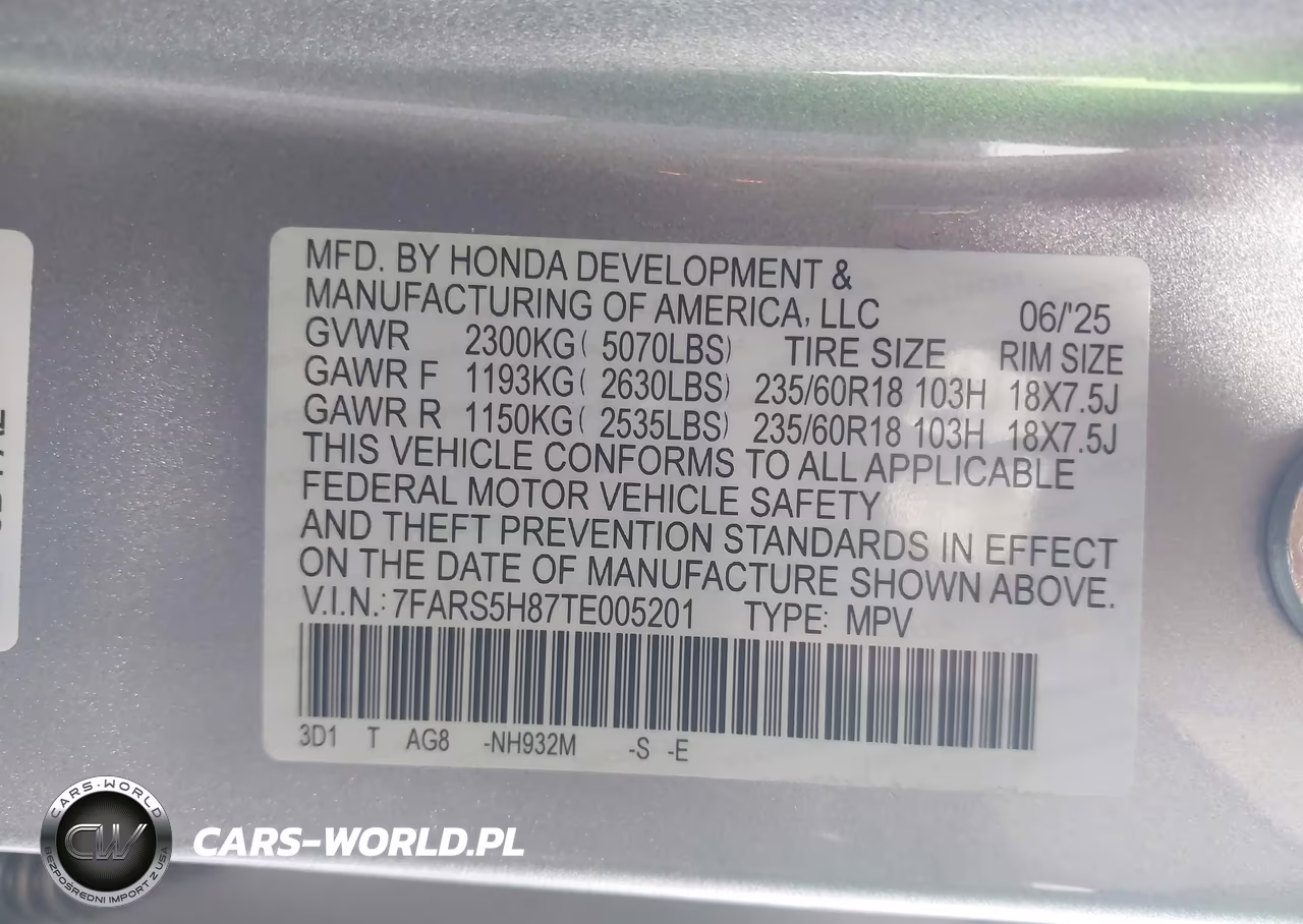 2026 Honda Cr-V Hybrid 2Wd Sport-L VIN:7FARS5H87TE005201 - 9