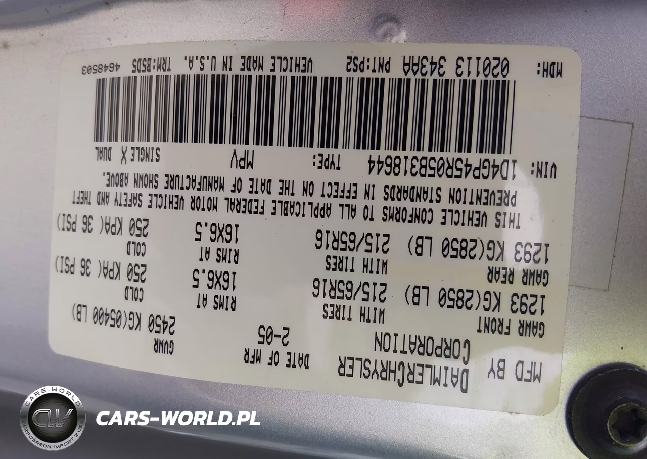 2005 Dodge Caravan Sxt VIN:1D4GP45R05B318644 - 9