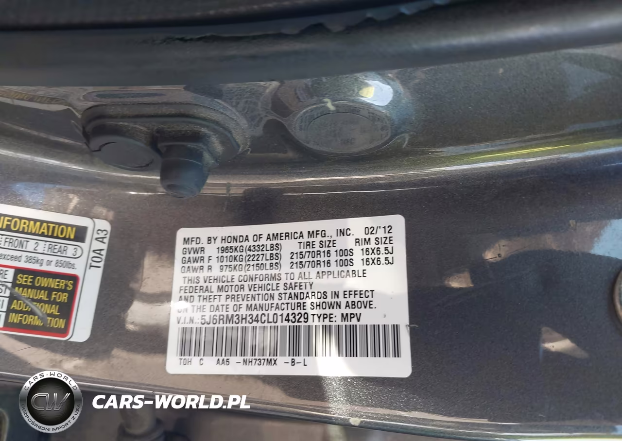 2012 Honda Cr-V Lx VIN:5J6RM3H34CL014329 - 9