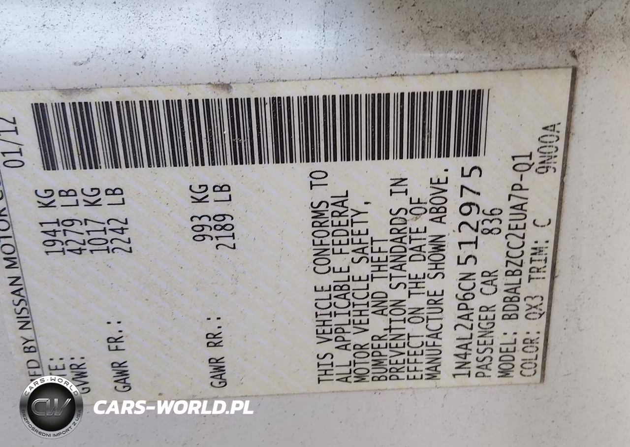 2012 Nissan Altima 2.5 S VIN:1N4AL2AP6CN512975 - 9