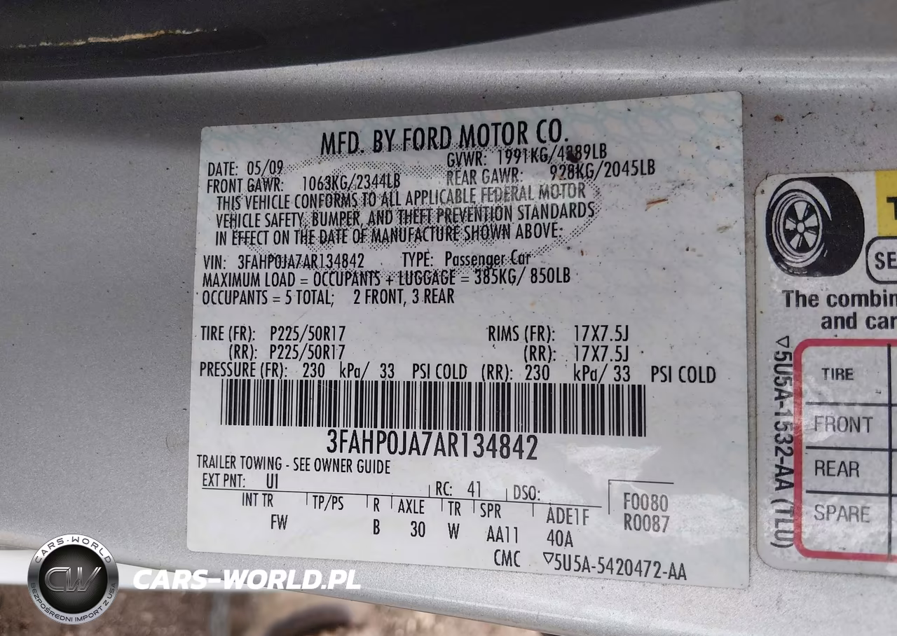 2010 Ford Fusion Sel VIN:3FAHP0JA7AR134842 - 9