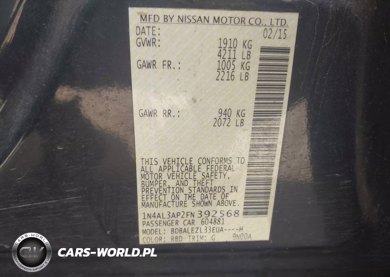 2015 Nissan Altima 2.5 S VIN:1N4AL3AP2FN392568 - 9