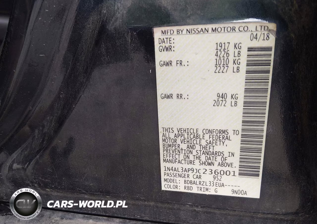 2018 Nissan Altima 2.5 Sl VIN:1N4AL3AP9JC236001 - 9