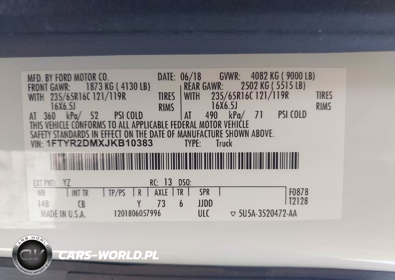 2018 Ford Transit-250 VIN:1FTYR2DMXJKB10383 - 9