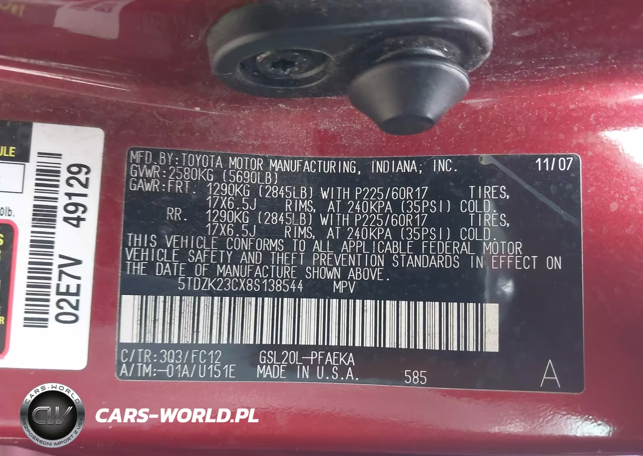 2008 Toyota Sienna Le VIN:5TDZK23CX8S138544 - 9