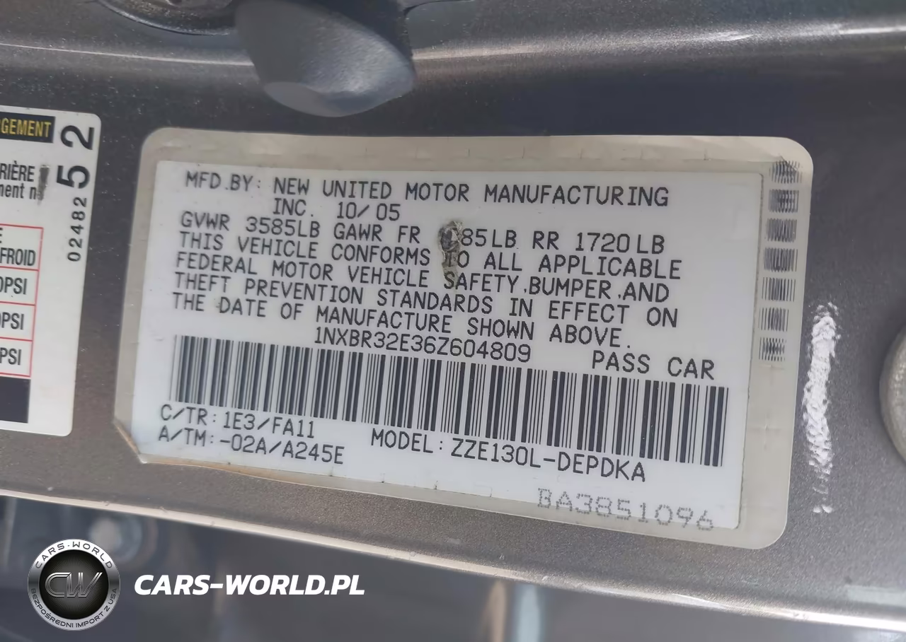2006 Toyota Corolla Ce VIN:1NXBR32E36Z604809 - 9