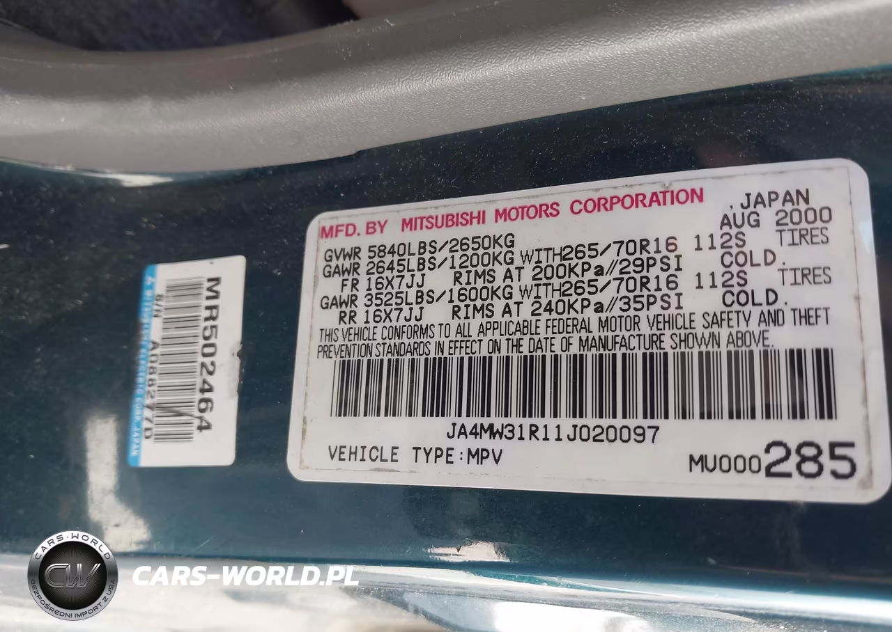 2001 Mitsubishi Montero Xls VIN:JA4MW31R11J020097 - 9