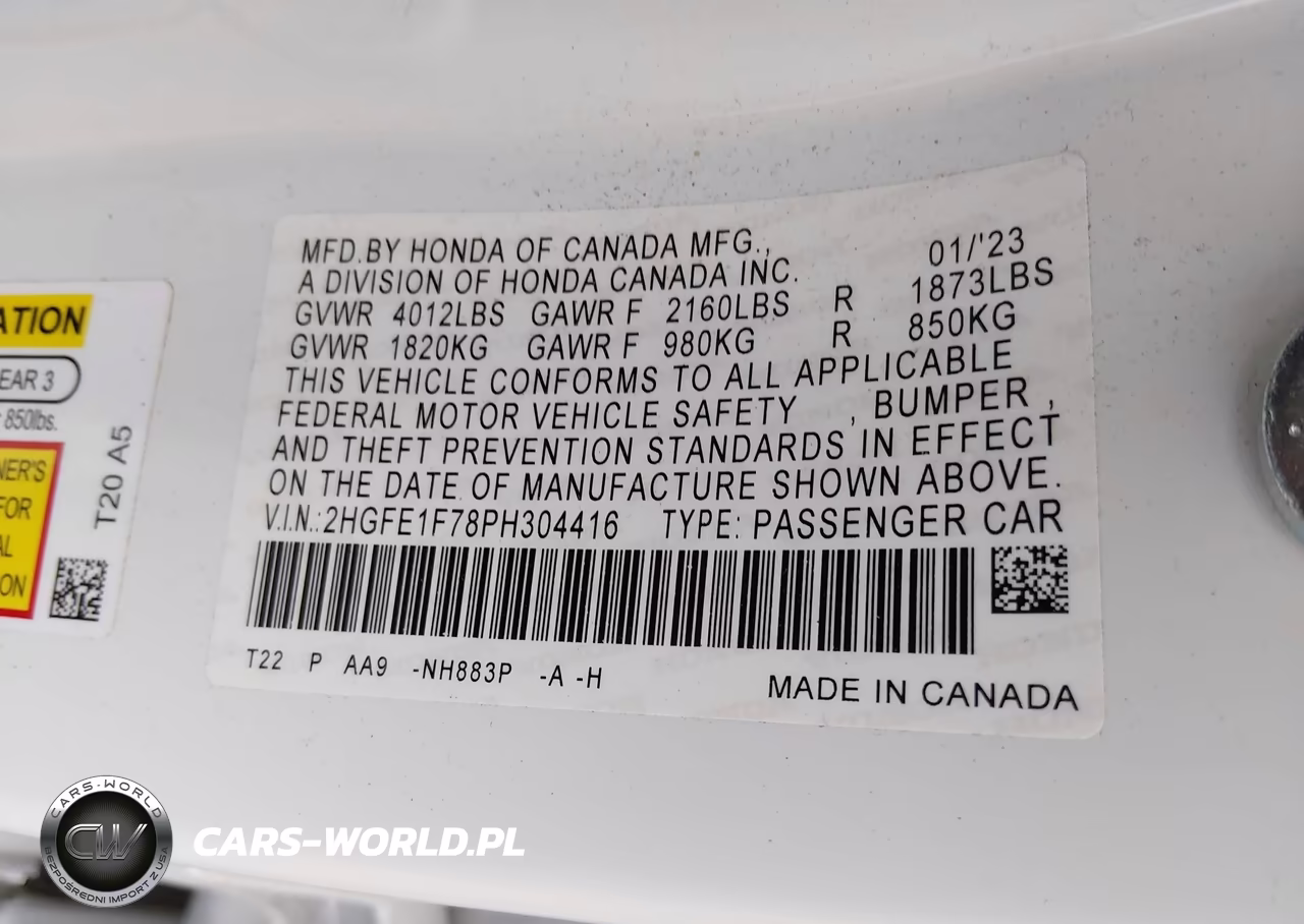 2023 Honda Civic Ex-Ex W-O Bsi VIN:2HGFE1F78PH304416 - 9