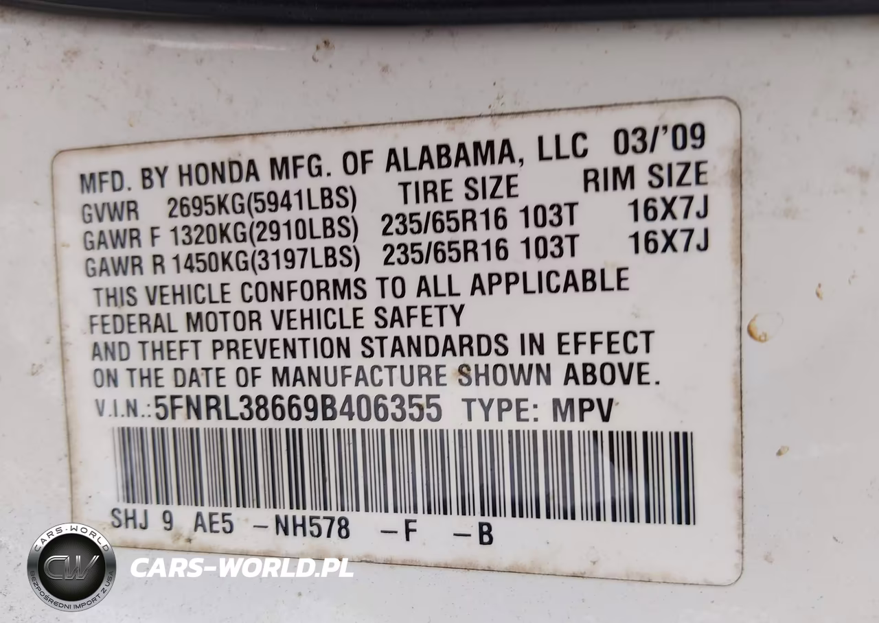 2009 Honda Odyssey Ex-L VIN:5FNRL38669B406355 - 9