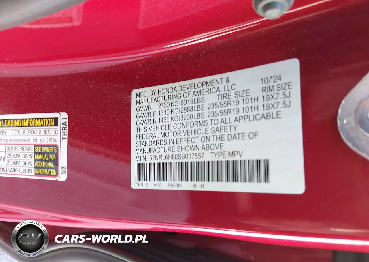 2025 Honda Odyssey Touring VIN:5FNRL6H80SB017557 - 9