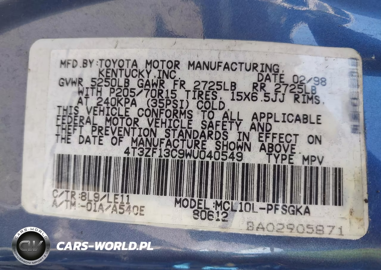 1998 Toyota Sienna Xle VIN:4T3ZF13C9WU040549 - 9