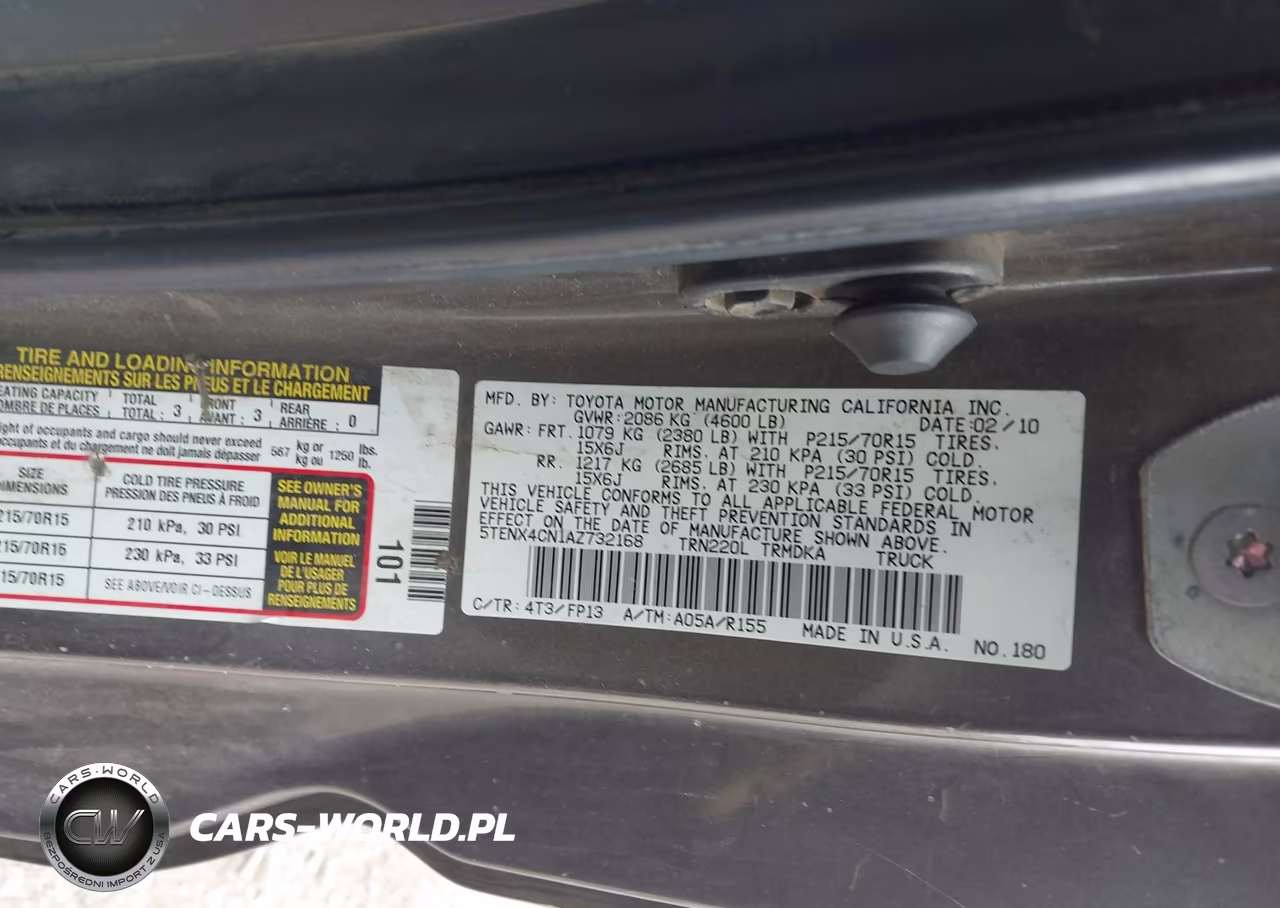2010 Toyota Tacoma VIN:5TENX4CN1AZ732168 - 9