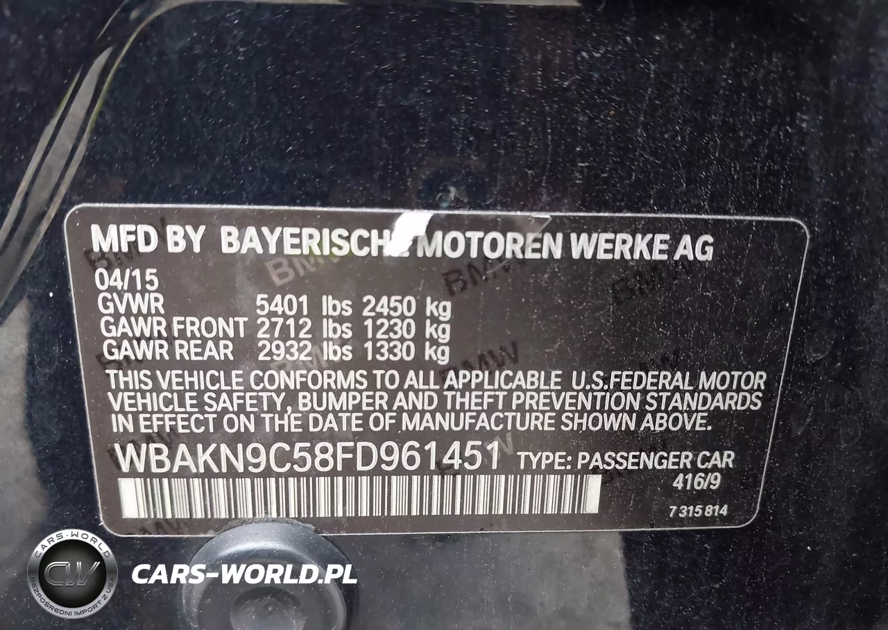 2015 BMW 550I VIN:WBAKN9C58FD961451 - 9