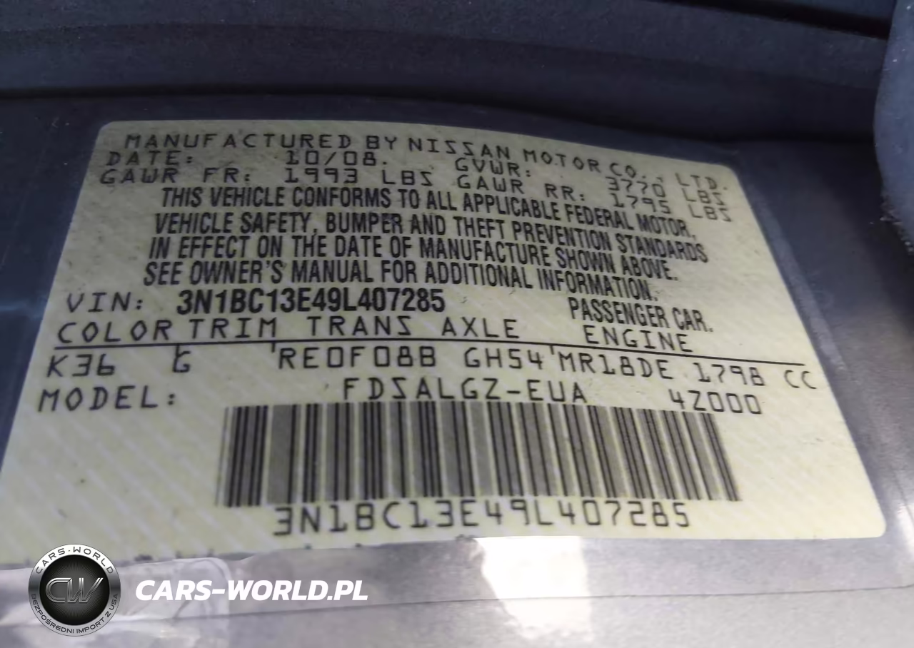 2009 Nissan Versa 1.8Sl VIN:3N1BC13E49L407285 - 12
