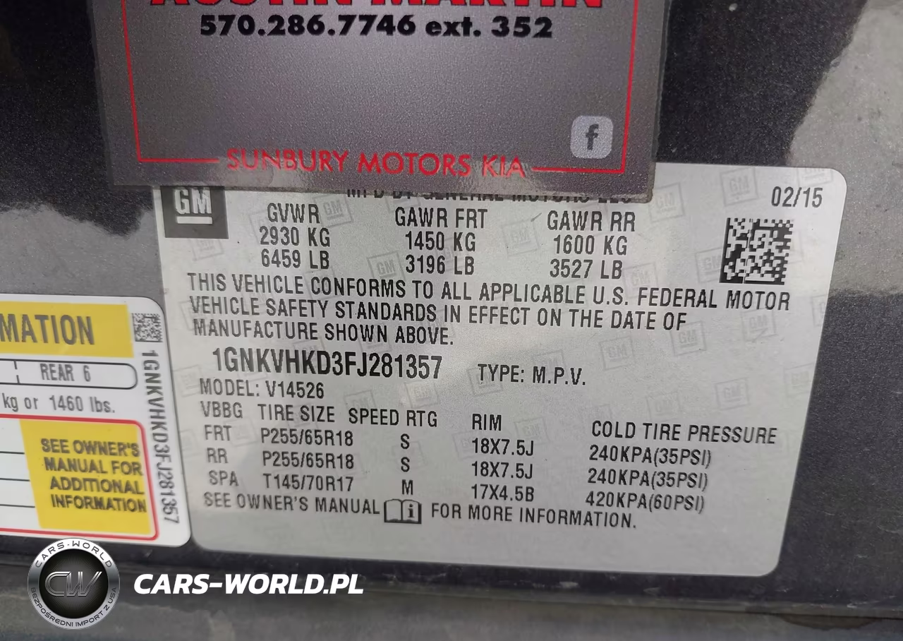 2015 Chevrolet Traverse 2Lt VIN:1GNKVHKD3FJ281357 - 9