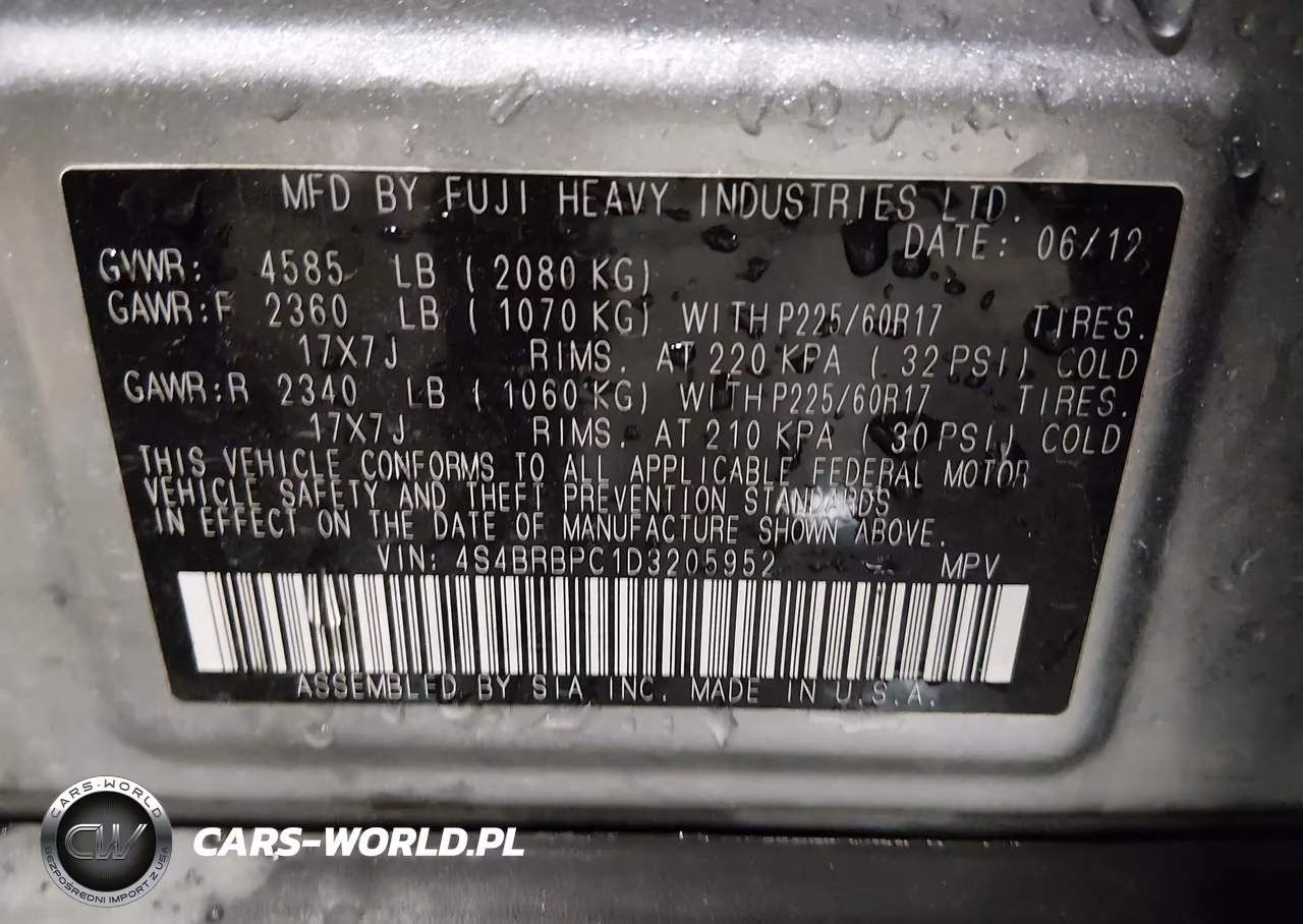 2013 Subaru Outback 2.5I Limited VIN:4S4BRBPC1D3205952 - 9