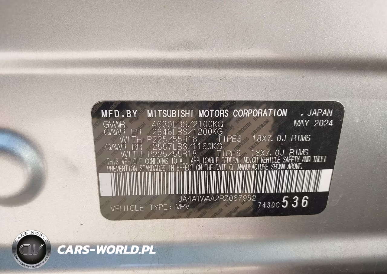 2024 Mitsubishi Eclipse Cross Se S-Awc-Sel S-Awc VIN:JA4ATWAA2RZ067952 - 9