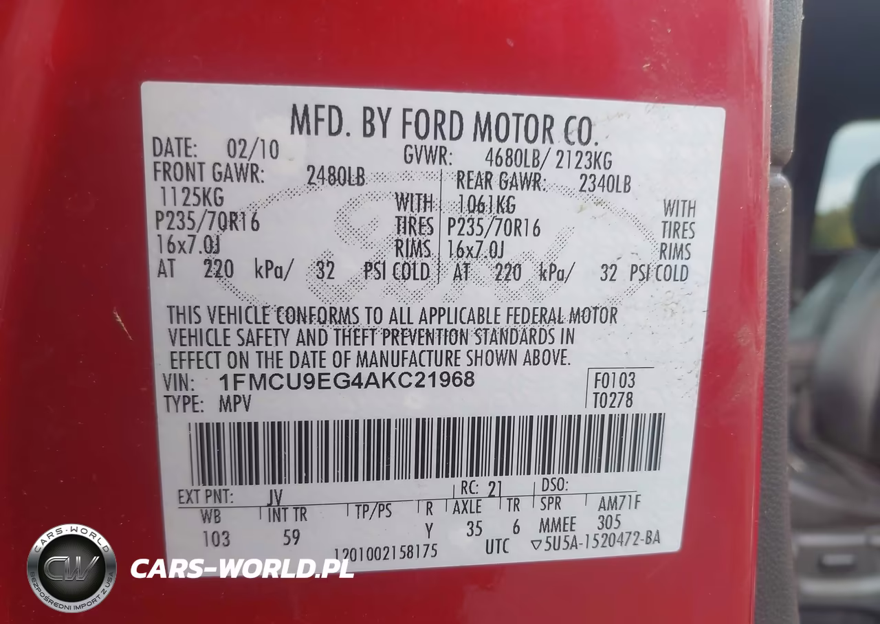 2010 Ford Escape Limited VIN:1FMCU9EG4AKC21968 - 9