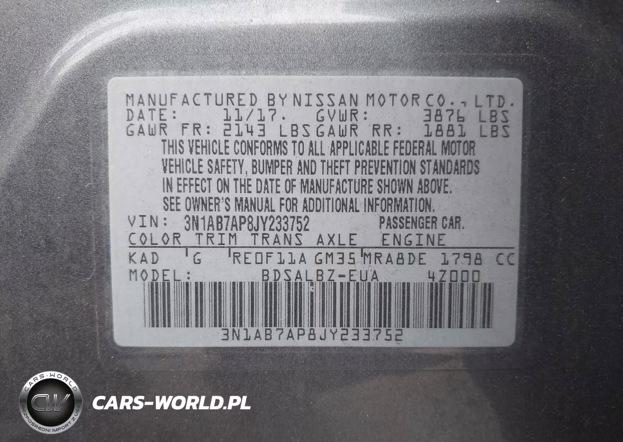 2018 Nissan Sentra S VIN:3N1AB7AP8JY233752 - 9