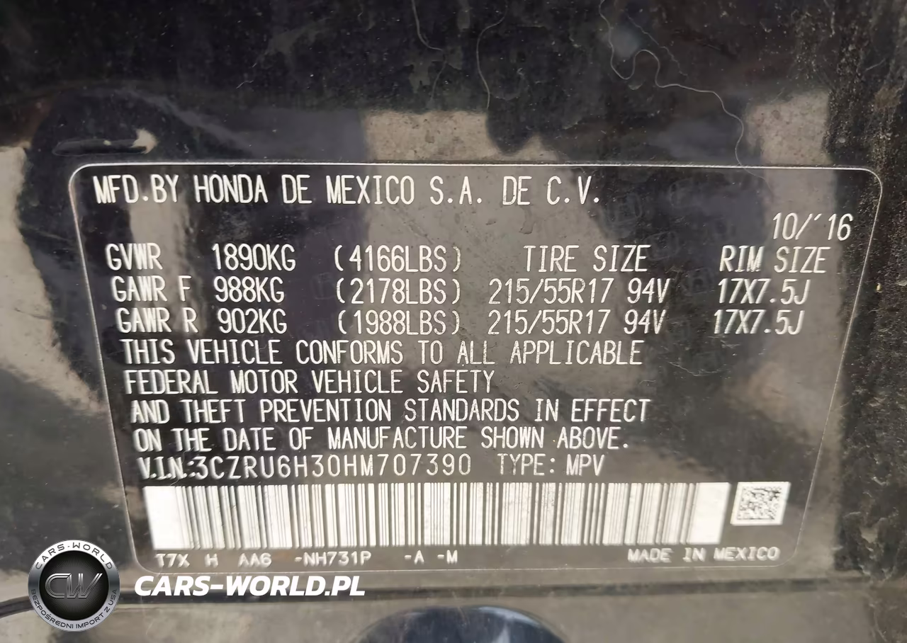 2017 Honda Hr-V Lx VIN:3CZRU6H30HM707390 - 9