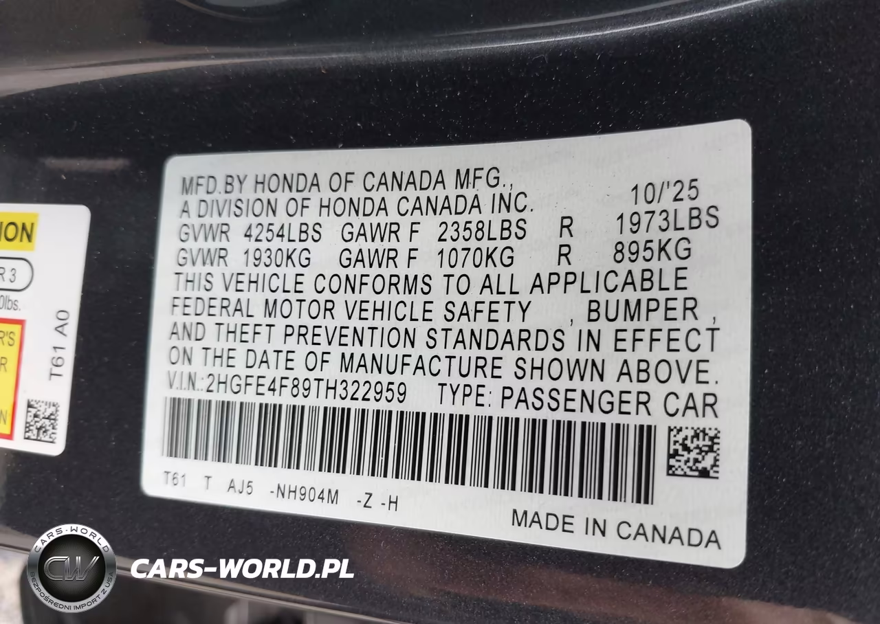2026 Honda Civic Hybrid Sport-Sport Touring VIN:2HGFE4F89TH322959 - 9