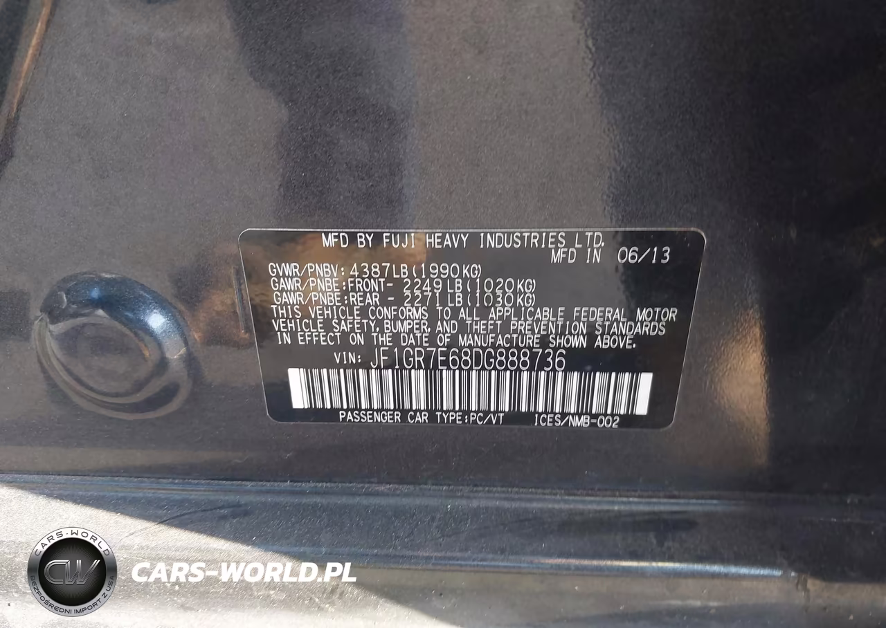 2013 Subaru Impreza Wrx VIN:JF1GR7E68DG888736 - 9