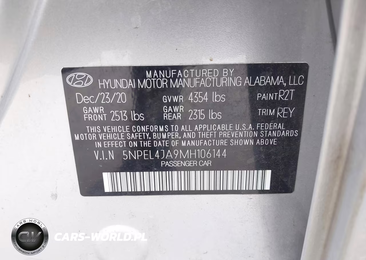 2021 Hyundai Sonata Sel VIN:5NPEL4JA9MH106144 - 9