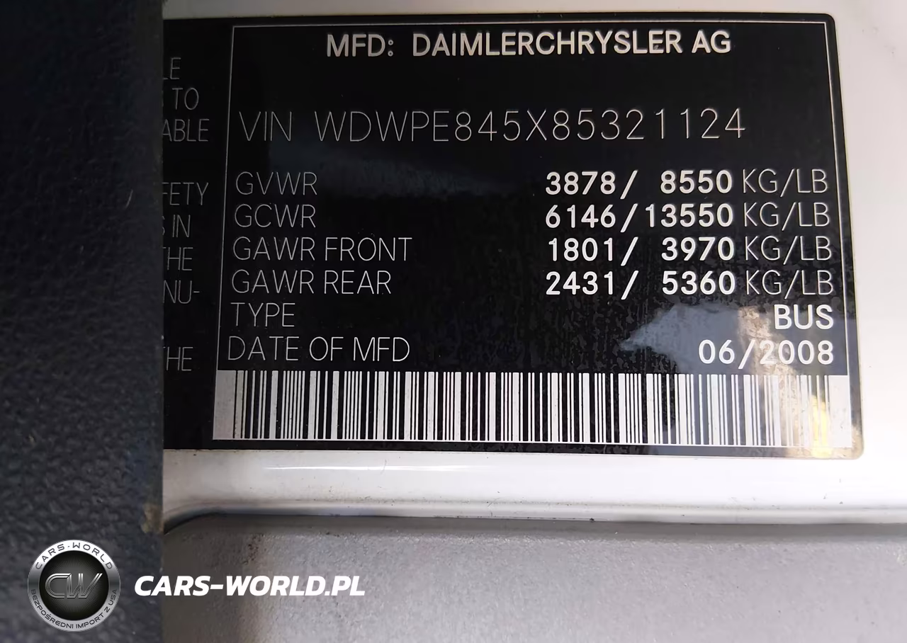 2008 Dodge Sprinter Wagon 2500 VIN:WDWPE845X85321124 - 9