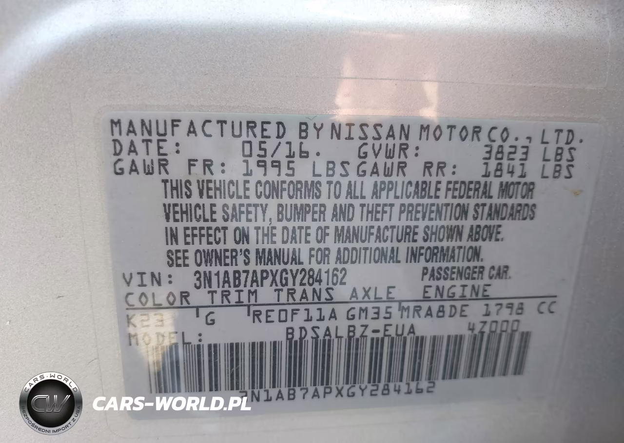 2016 Nissan Sentra S VIN:3N1AB7APXGY284162 - 9
