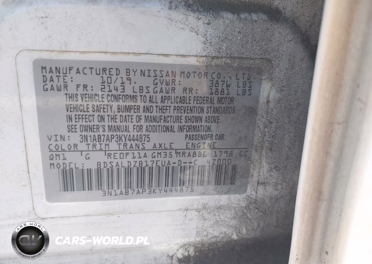 2019 Nissan Sentra Sv VIN:3N1AB7AP3KY444875 - 9