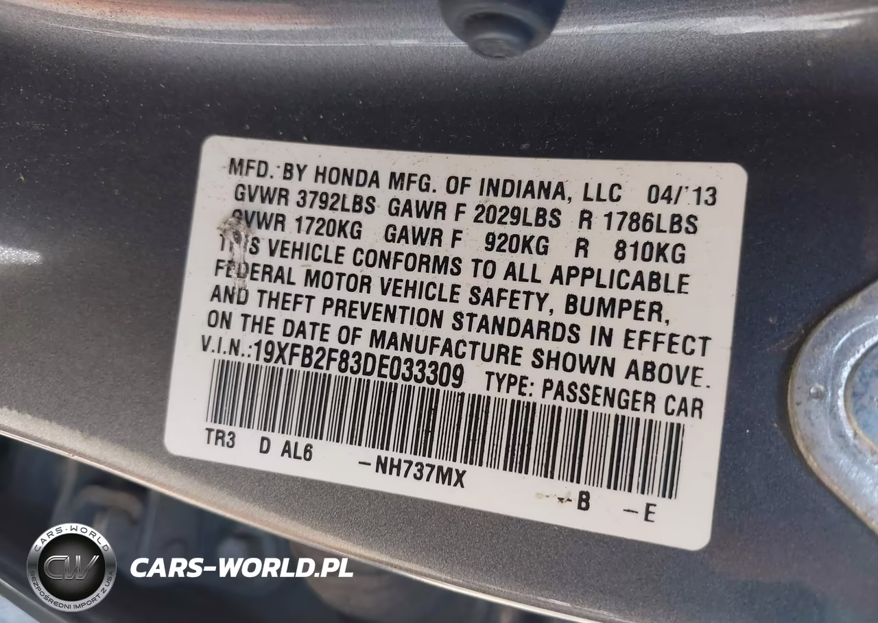 2013 Honda Civic Ex VIN:19XFB2F83DE033309 - 9