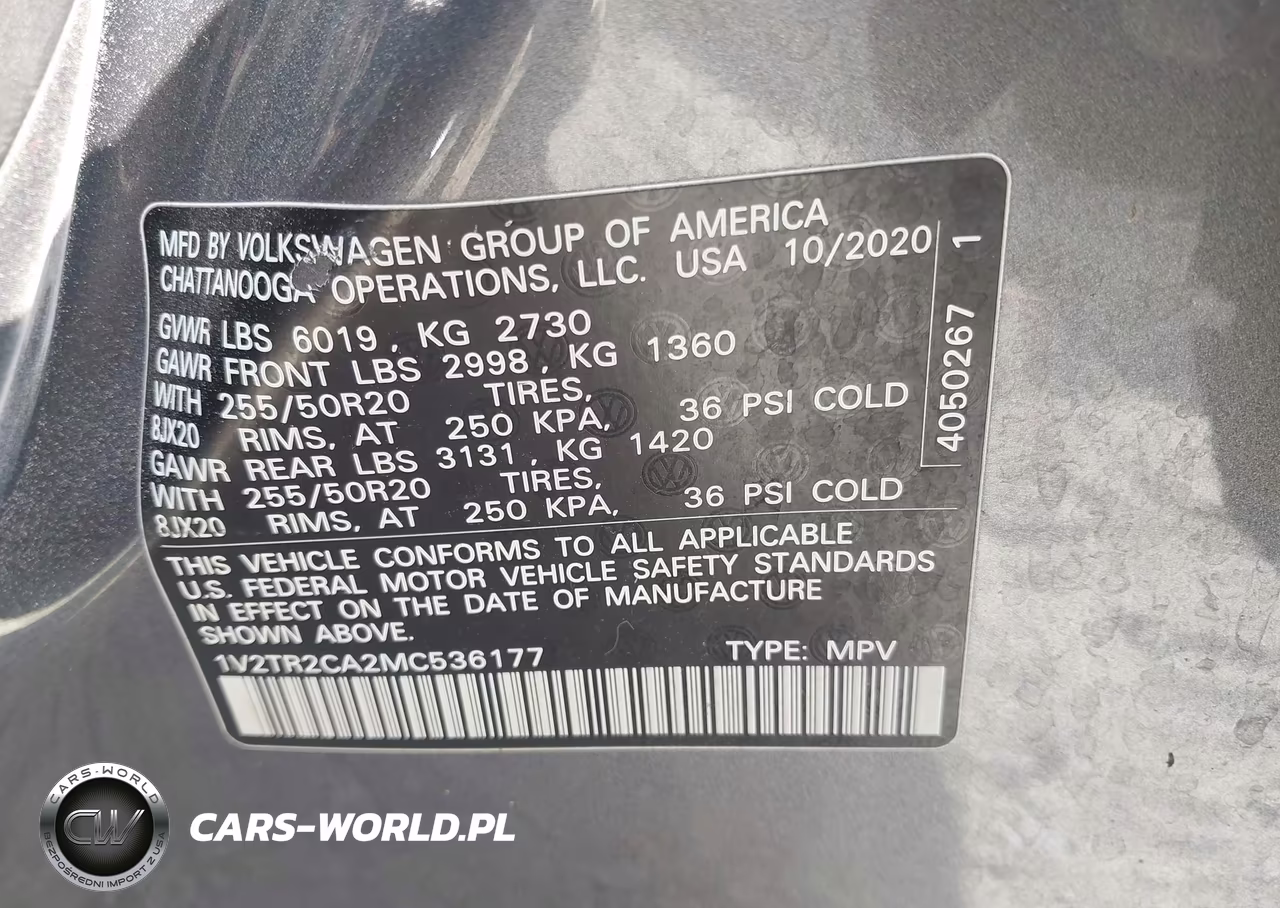 2021 Volkswagen Atlas 3.6L V6 Sel Premium VIN:1V2TR2CA2MC536177 - 9