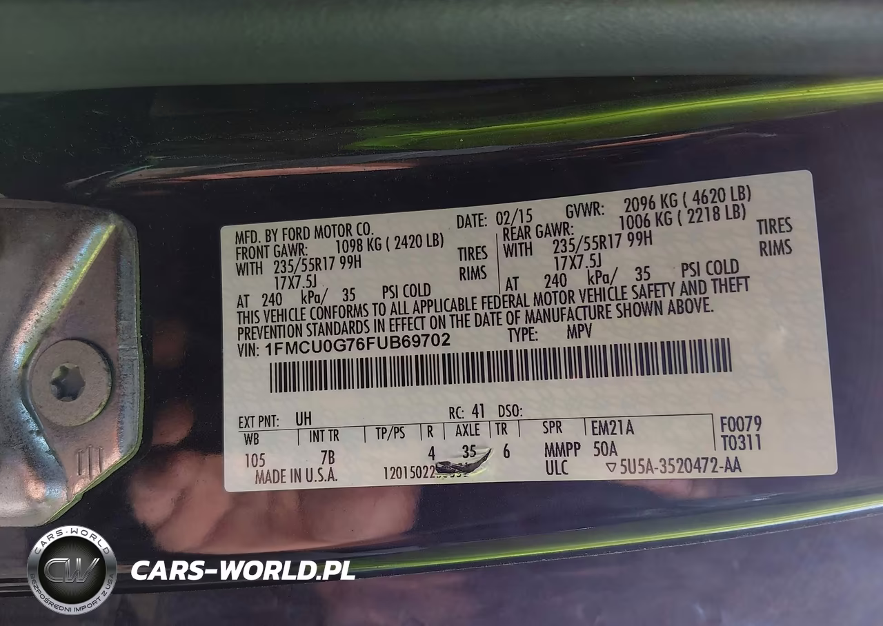 2015 Ford Escape Se VIN:1FMCU0G76FUB69702 - 9