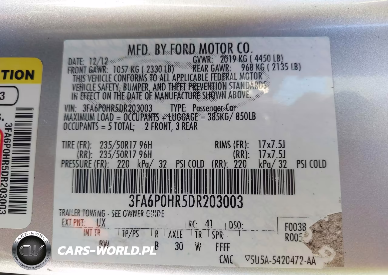2013 Ford Fusion Se VIN:3FA6P0HR5DR203003 - 9