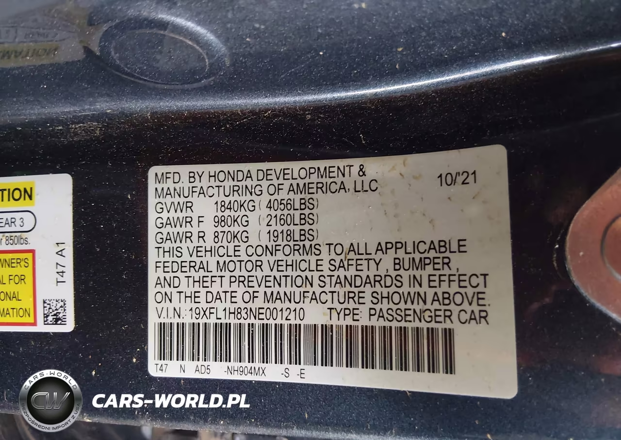2022 Honda Civic Sport Touring VIN:19XFL1H83NE001210 - 9