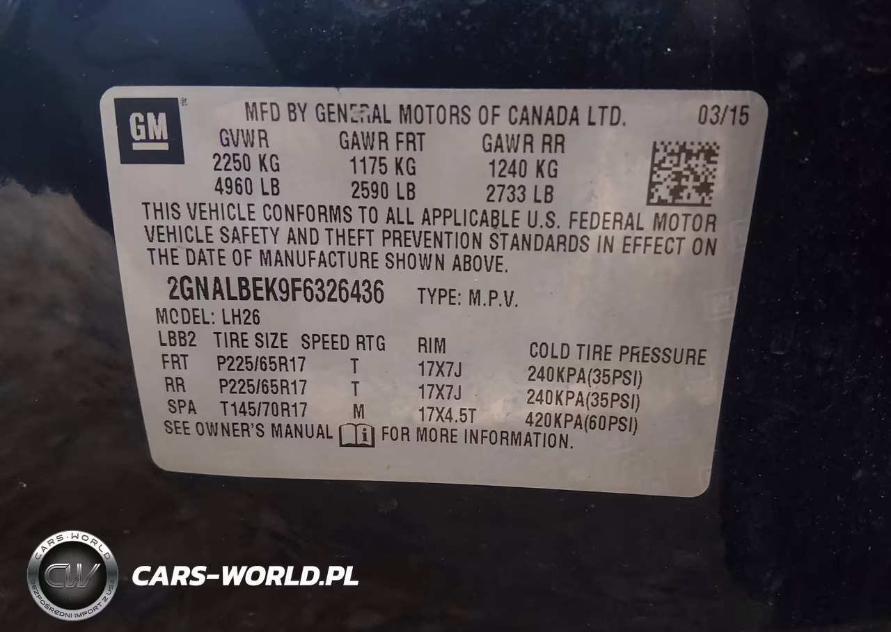 2015 Chevrolet Equinox 1Lt VIN:2GNALBEK9F6326436 - 9