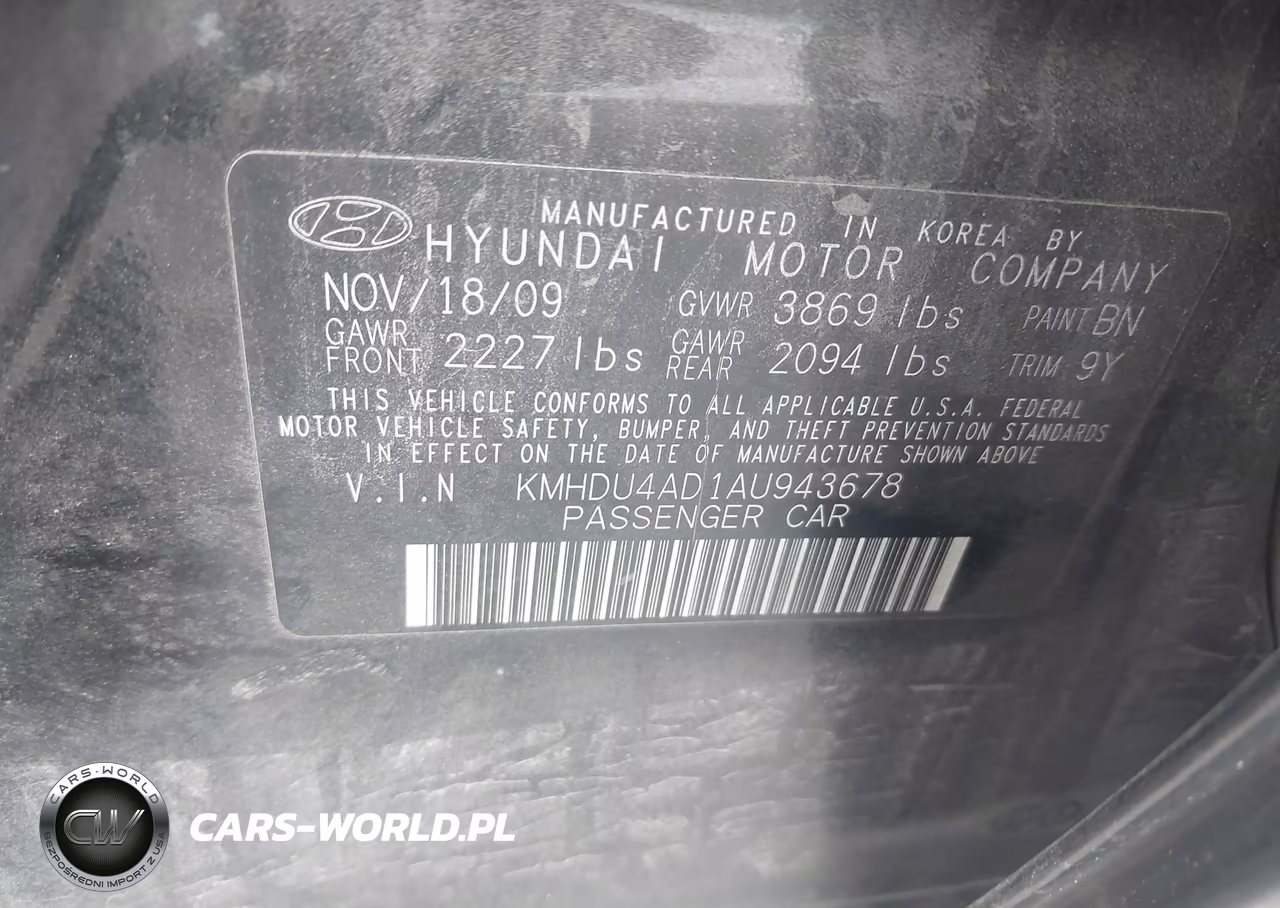 2010 Hyundai Elantra Gls VIN:KMHDU4AD1AU943678 - 9