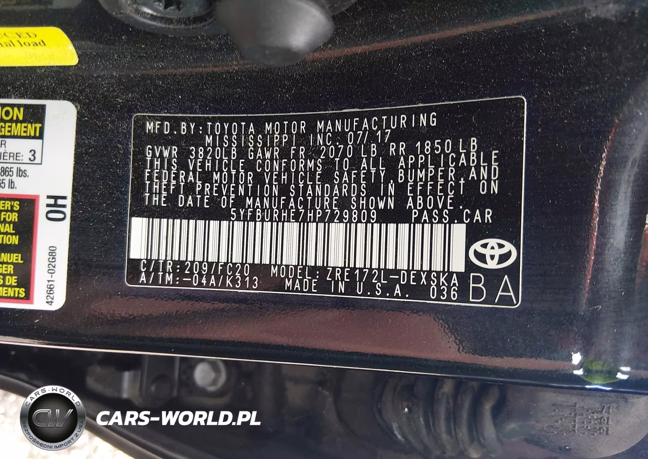 2017 Toyota Corolla Se VIN:5YFBURHE7HP729809 - 9