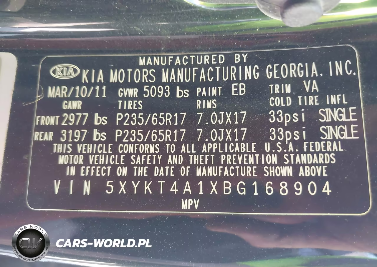 2011 Kia Sorento Lx VIN:5XYKT4A1XBG168904 - 9